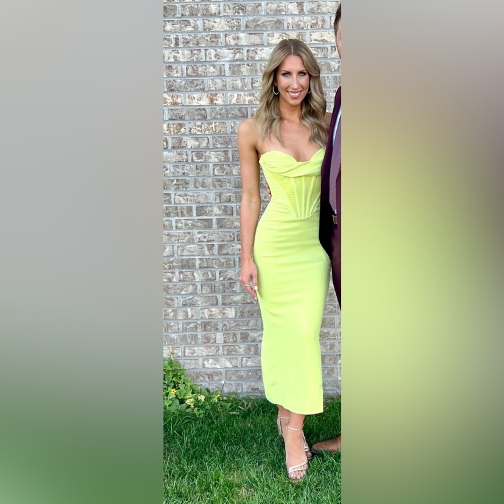 House of CB Lucila Neon Strapless Corset Midi Dress Size XS